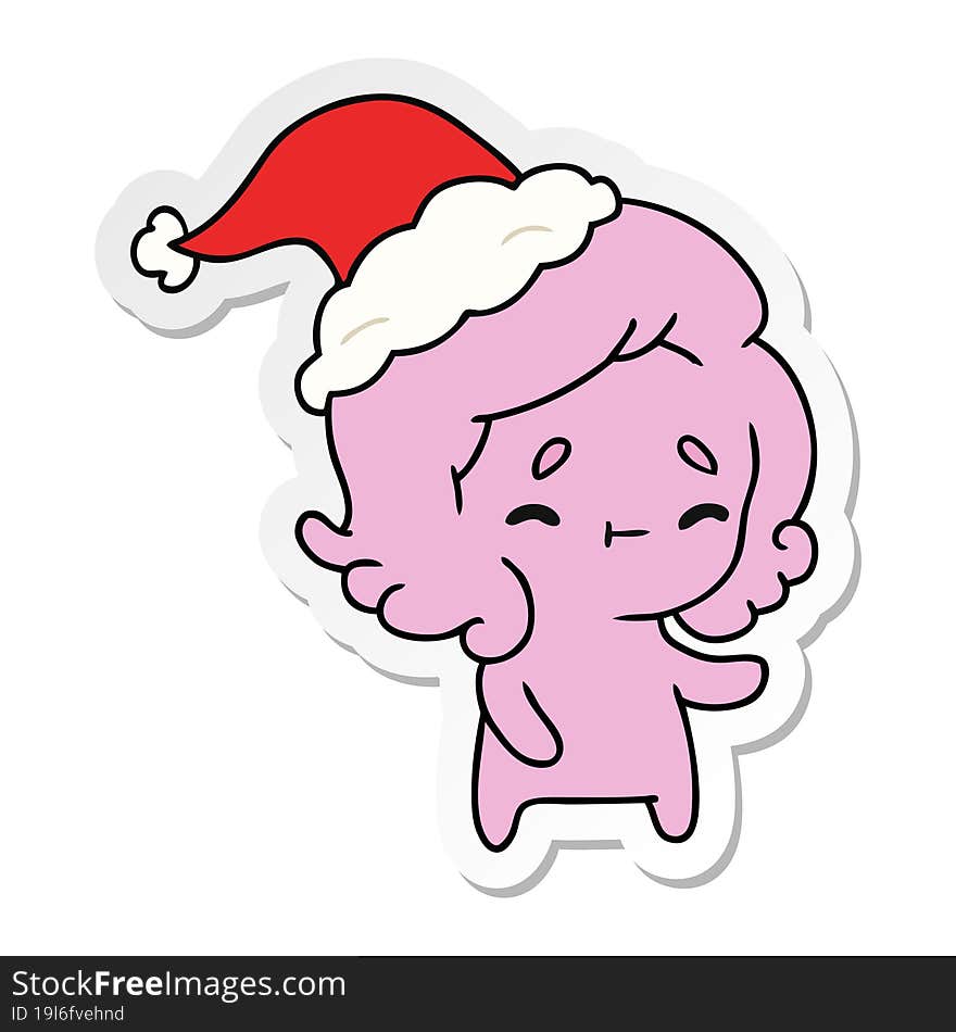 hand drawn christmas sticker cartoon of kawaii ghost