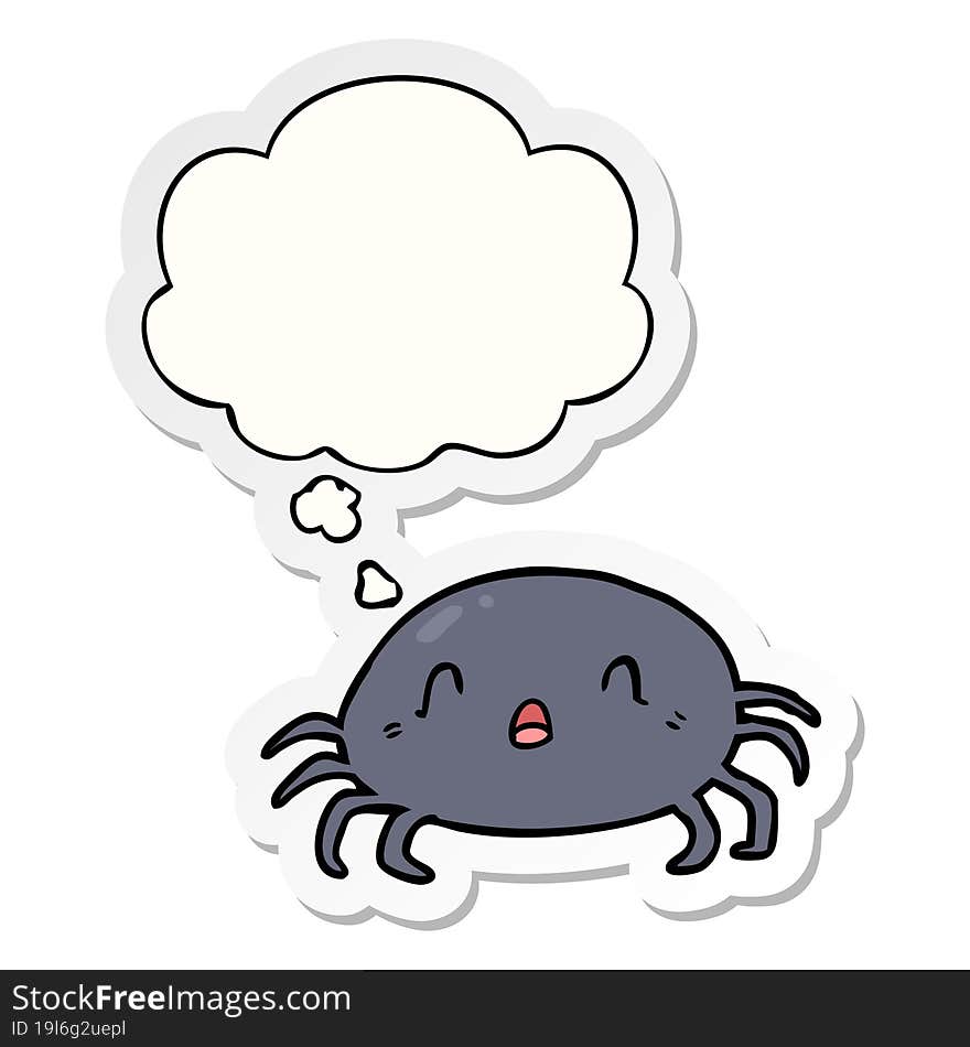 cartoon spider and thought bubble as a printed sticker