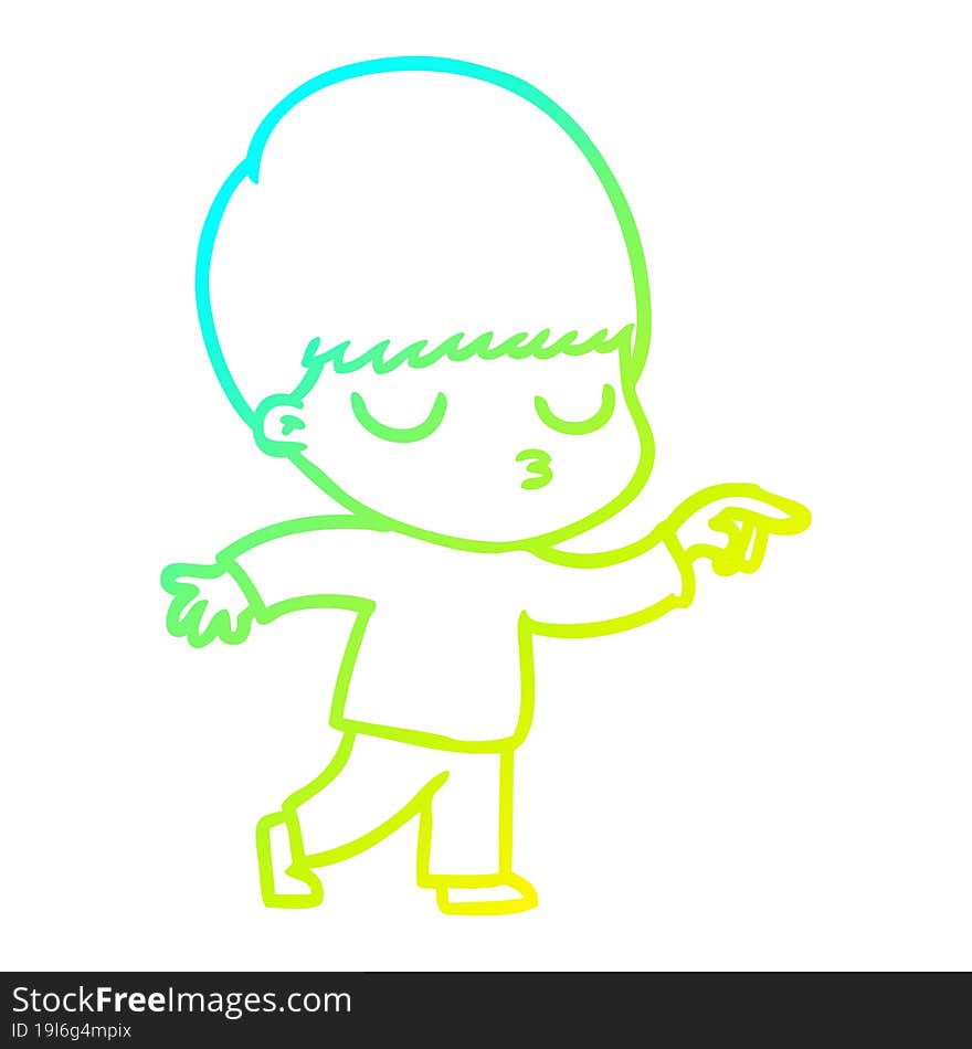 cold gradient line drawing cartoon calm boy