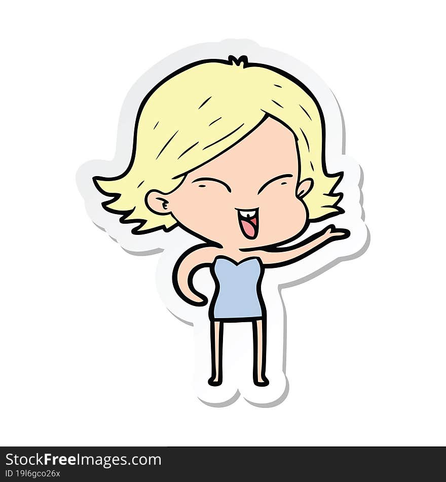 sticker of a happy cartoon girl