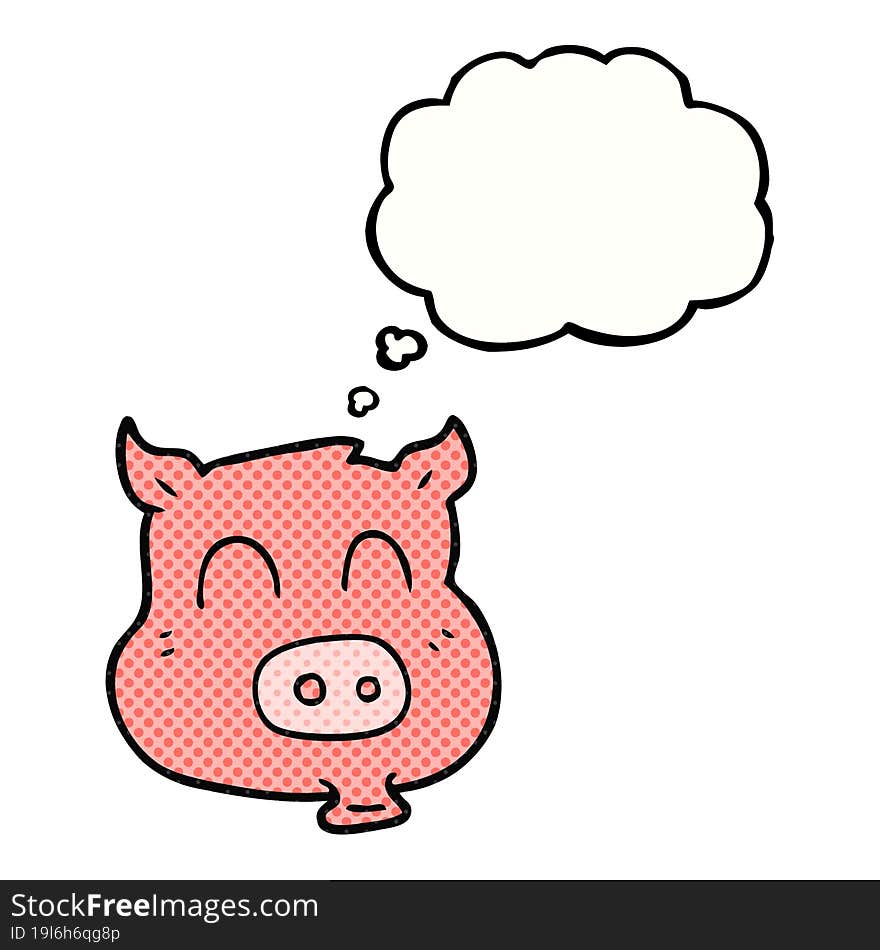 freehand drawn thought bubble cartoon pig