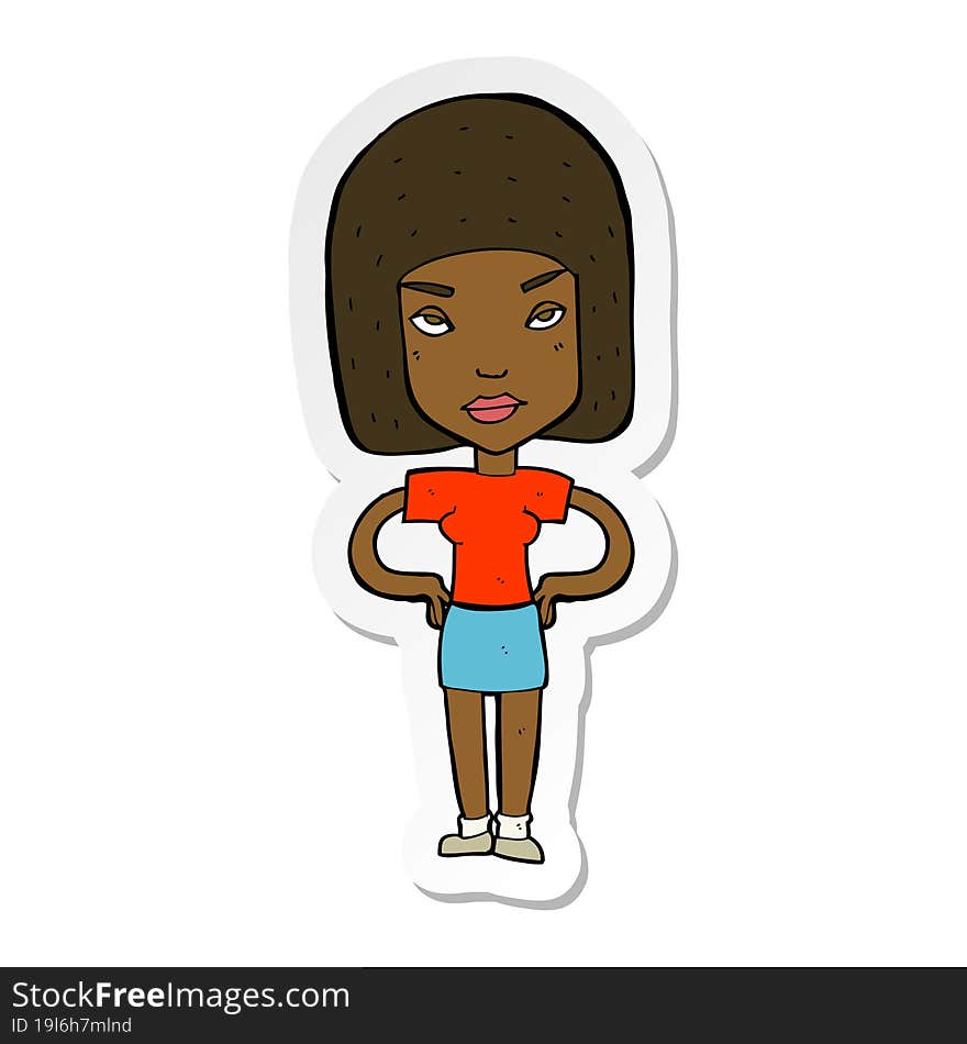 Sticker Of A Cartoon Annoyed Woman