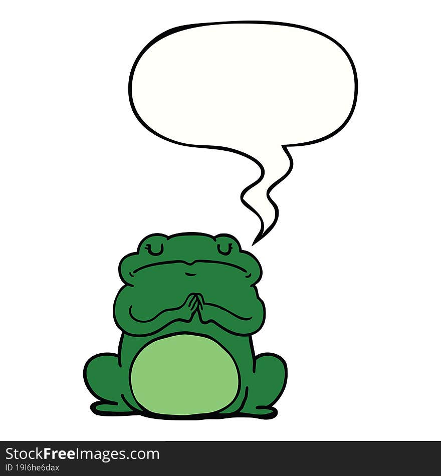 cartoon arrogant frog and speech bubble