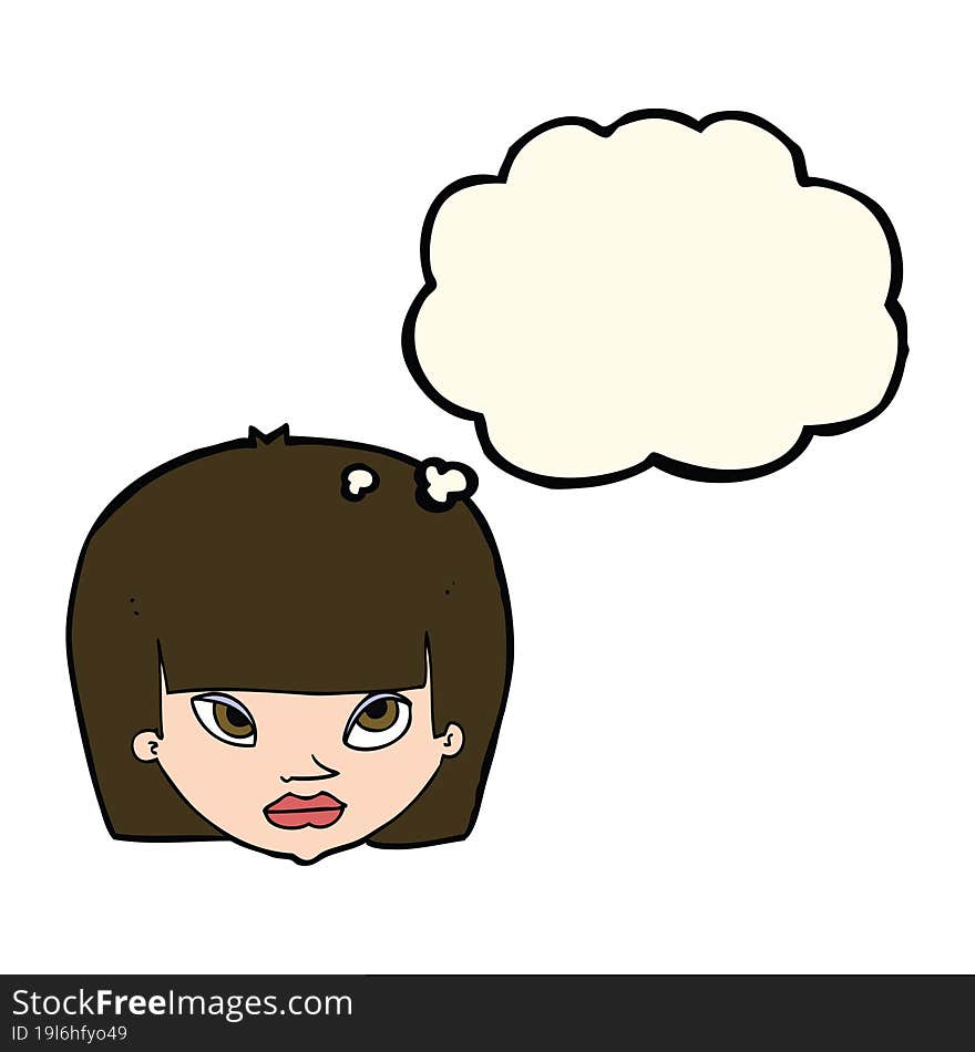 cartoon annoyed woman with thought bubble