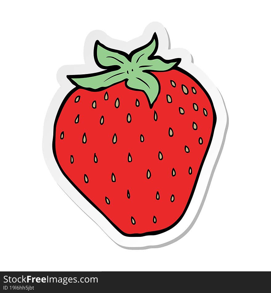 Sticker Of A Cartoon Strawberry