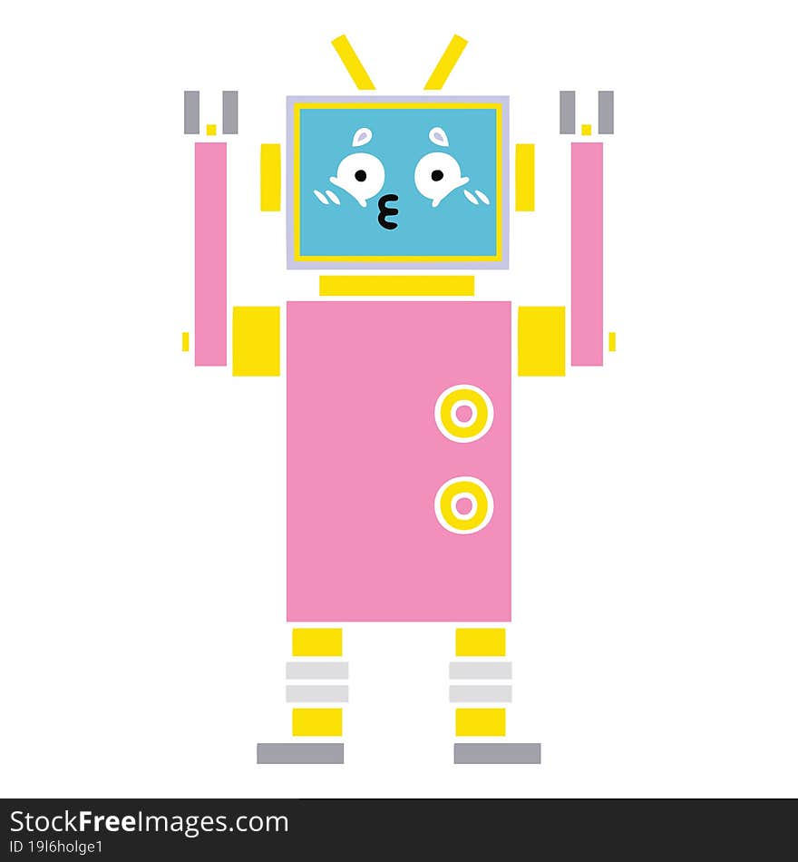 Flat Color Retro Cartoon Robot