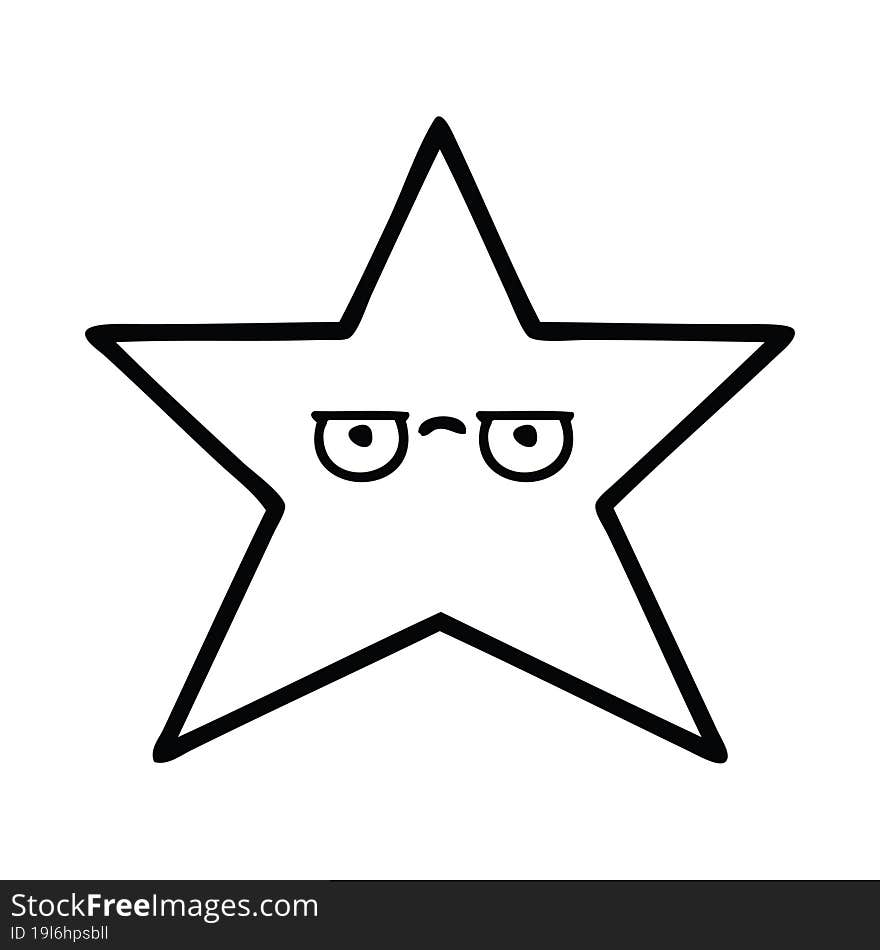 Line Drawing Cartoon Gold Star