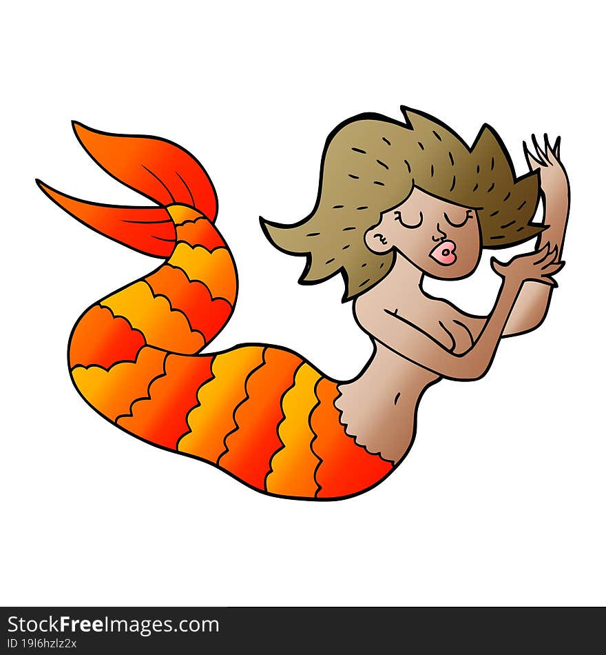 cartoon doodle woman mermaid