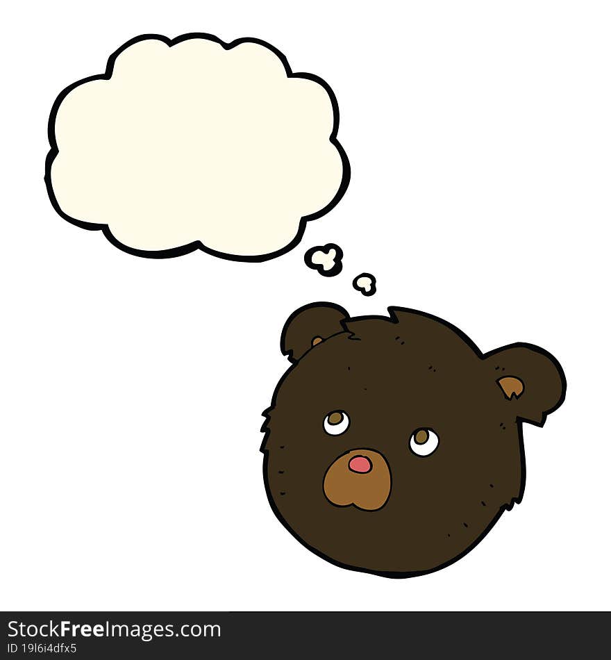 cartoon black bear face with thought bubble