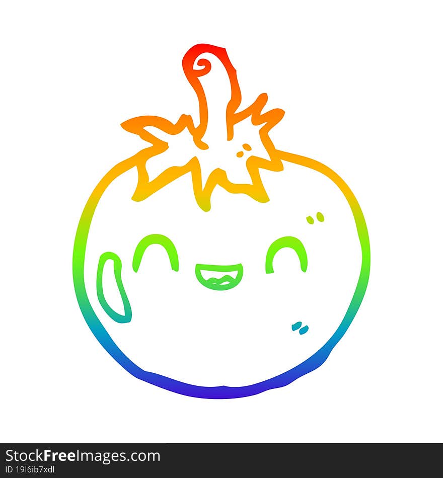 Rainbow Gradient Line Drawing Cute Cartoon Tomato