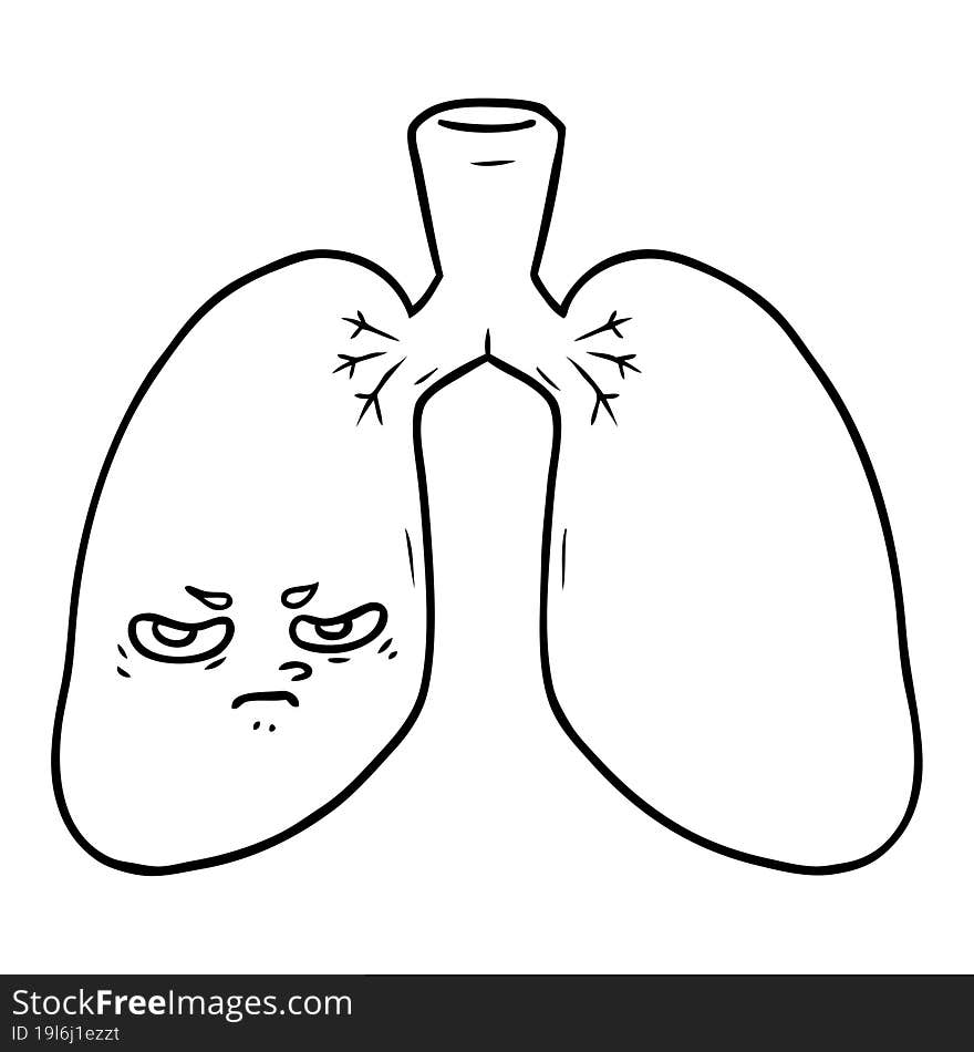 cartoon angry lungs. cartoon angry lungs