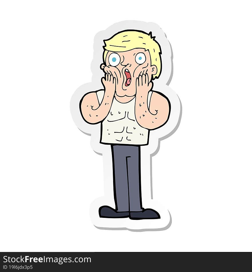 sticker of a cartoon shocked gym man