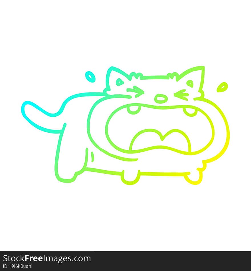 Cold Gradient Line Drawing Cartoon Fat Cat