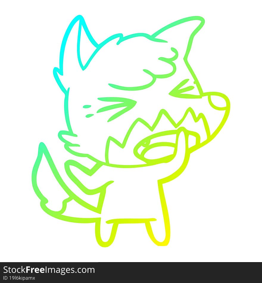 cold gradient line drawing angry cartoon fox