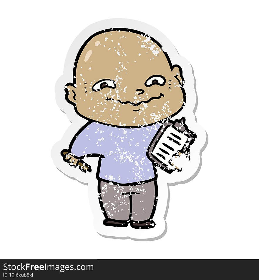 distressed sticker of a cartoon nervous man