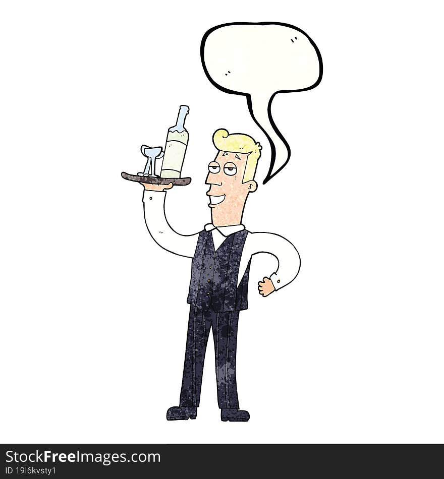 Speech Bubble Textured Cartoon Waiter