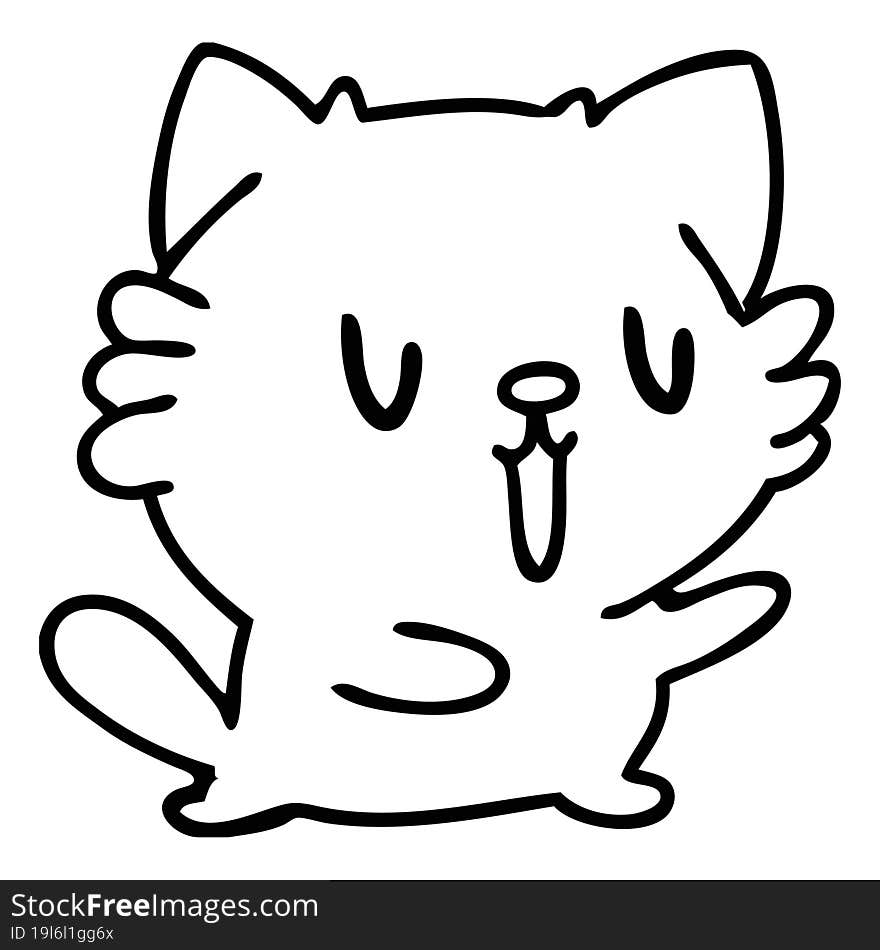 line doodle of a cute little pet cat. line doodle of a cute little pet cat