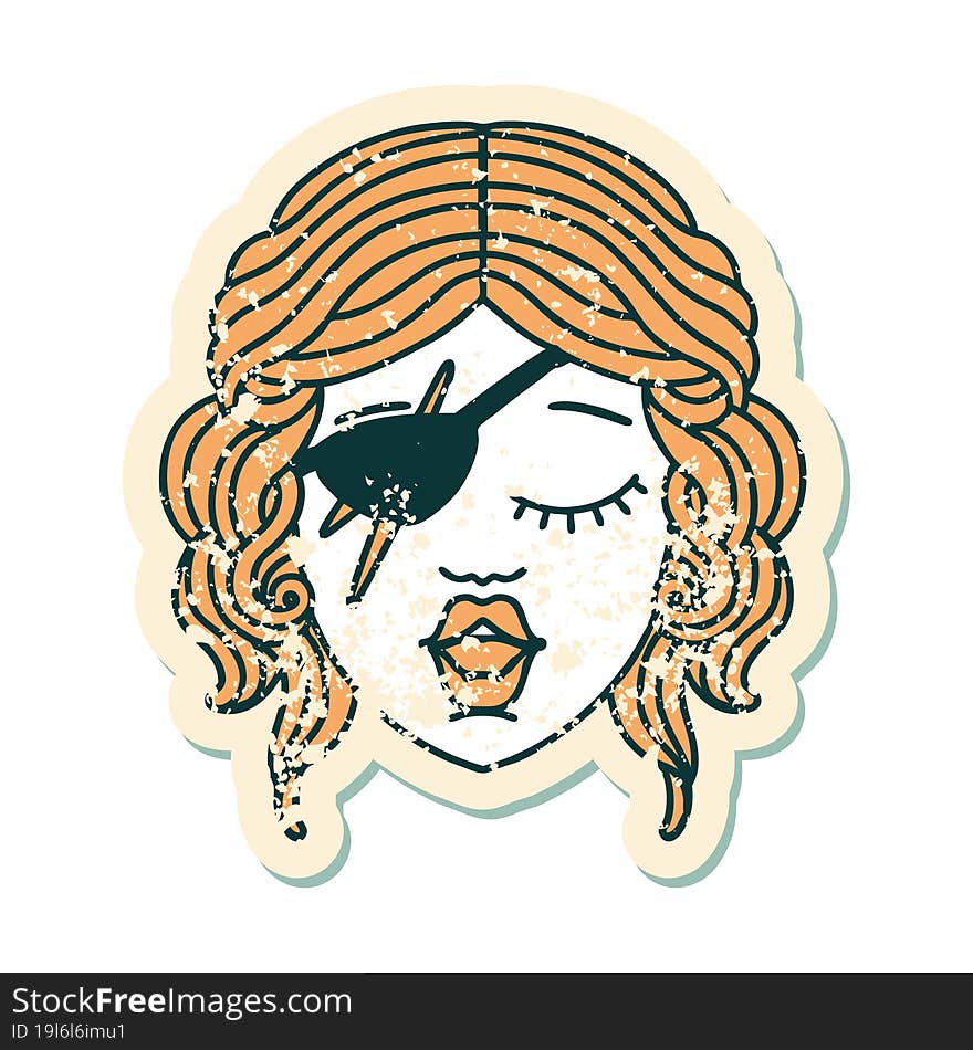 grunge sticker of a human rogue character. grunge sticker of a human rogue character