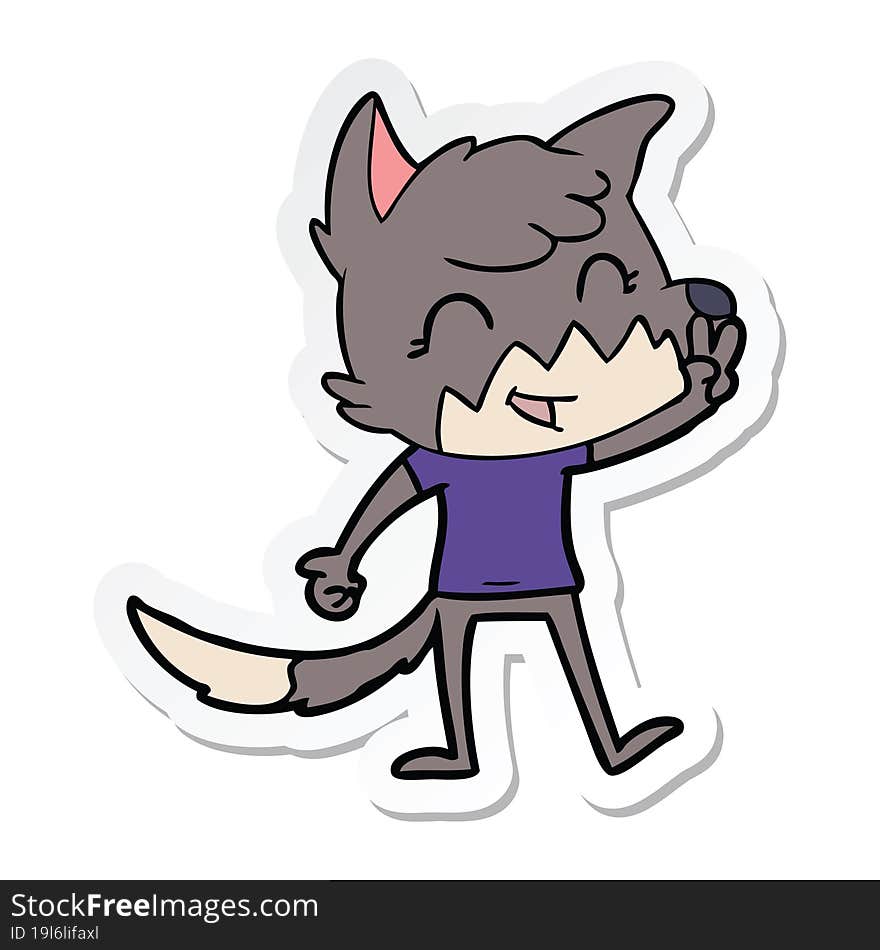 sticker of a happy cartoon fox