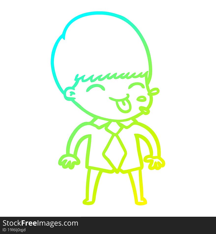 Cold Gradient Line Drawing Cartoon Rude Man