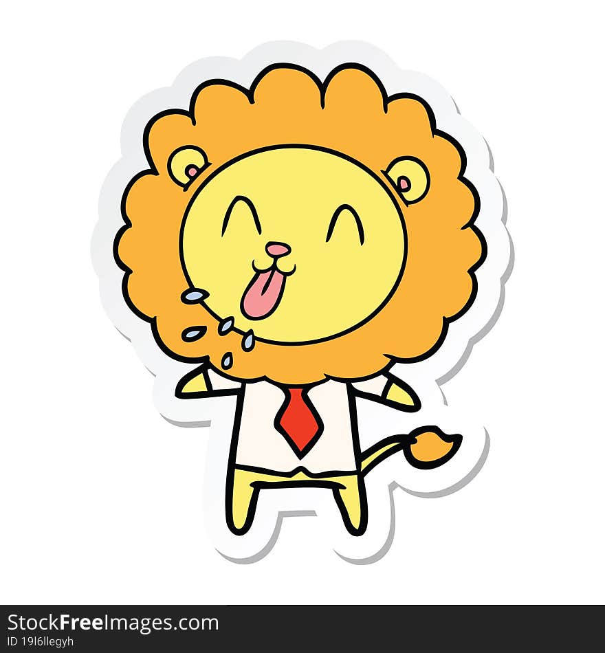 sticker of a happy cartoon lion