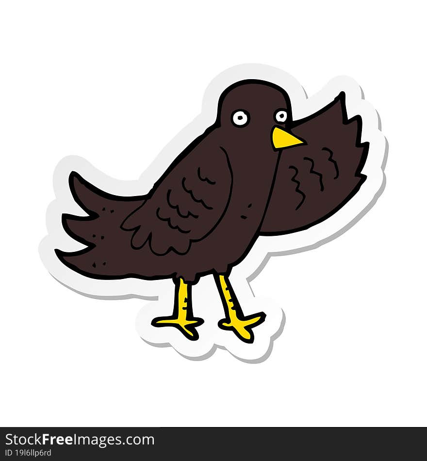 sticker of a cartoon waving bird