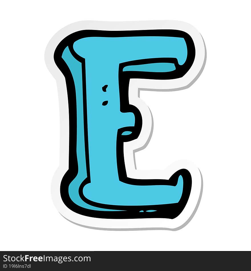 sticker of a cartoon letter E