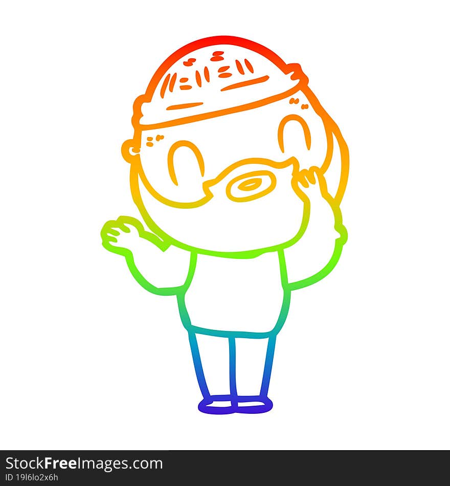 rainbow gradient line drawing cartoon bearded man