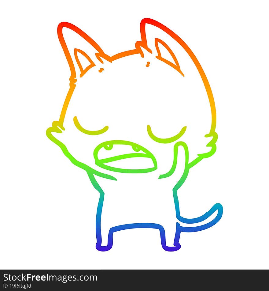 rainbow gradient line drawing of a talking cat cartoon