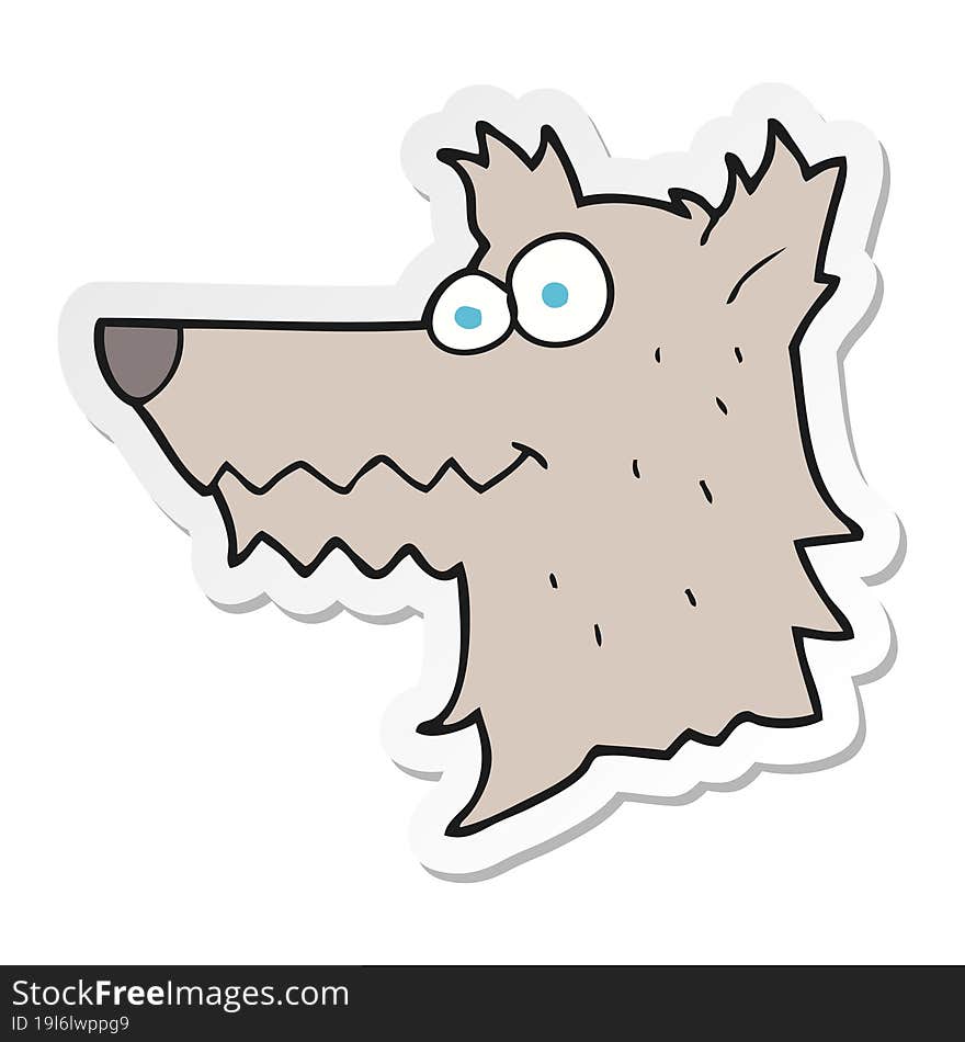 sticker of a cartoon wolf head