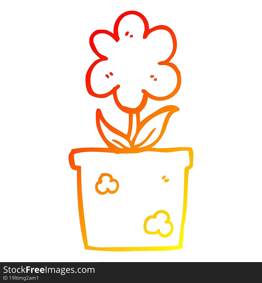 Warm Gradient Line Drawing Cute Cartoon Flower