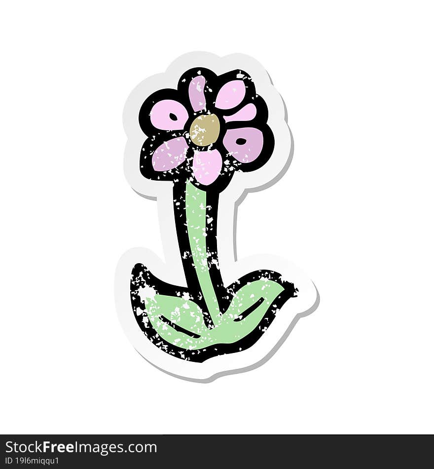 retro distressed sticker of a cartoon flower symbol