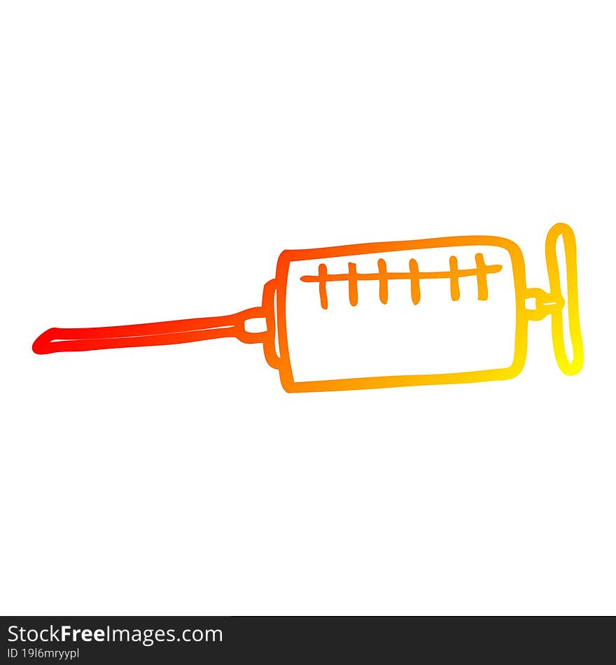 warm gradient line drawing cartoon syringe