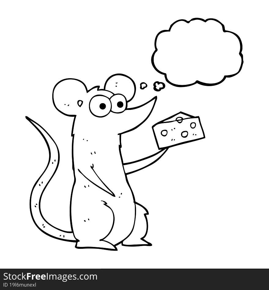 Thought Bubble Cartoon Mouse With Cheese