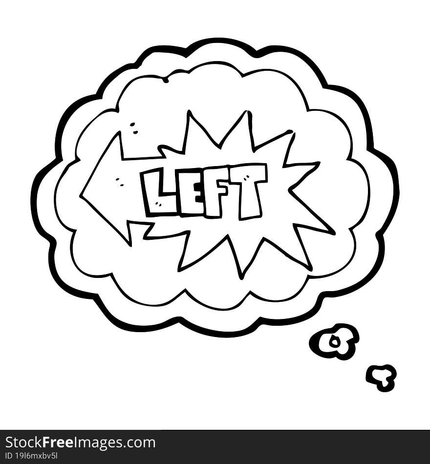 freehand drawn thought bubble cartoon left symbol