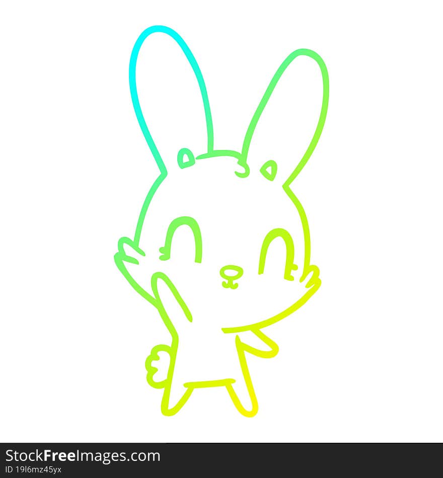 Cold Gradient Line Drawing Cute Cartoon Rabbit