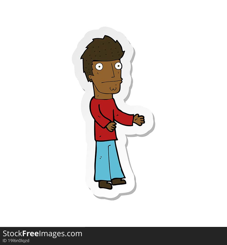 sticker of a cartoon confused man