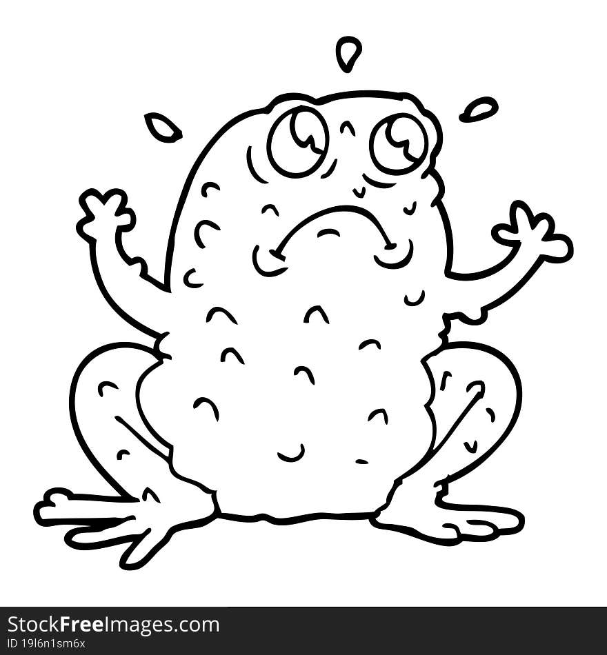 line drawing cartoon nervous toad