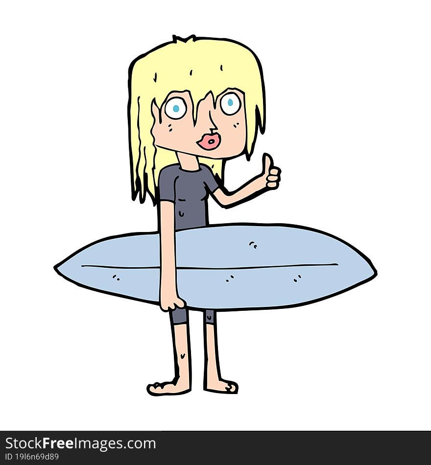 cartoon surfer girl