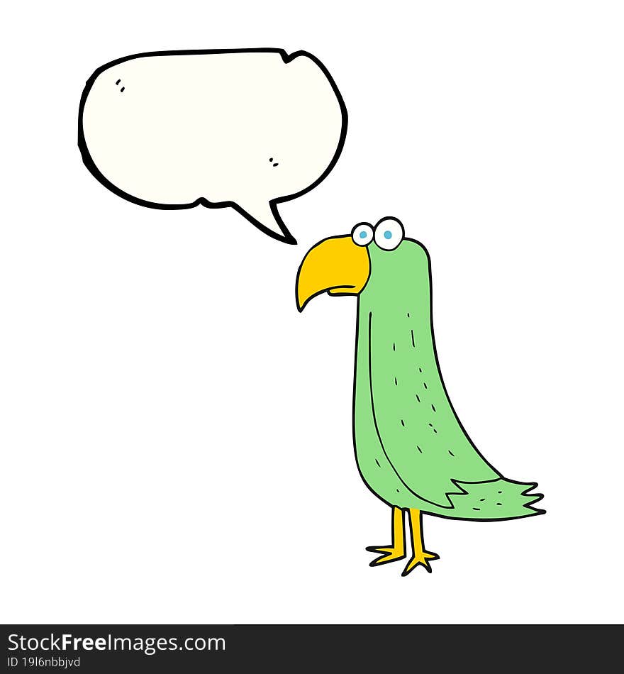 freehand drawn speech bubble cartoon parrot