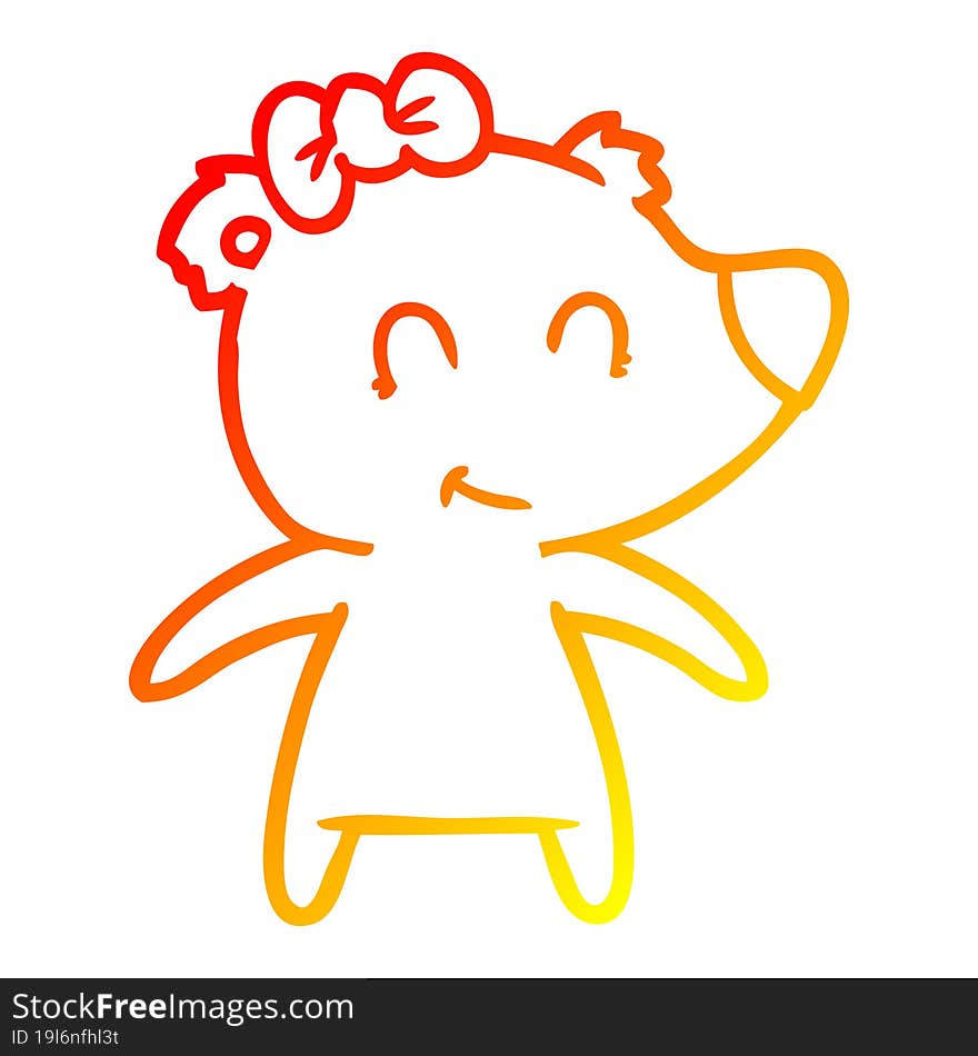 warm gradient line drawing female bear cartoon