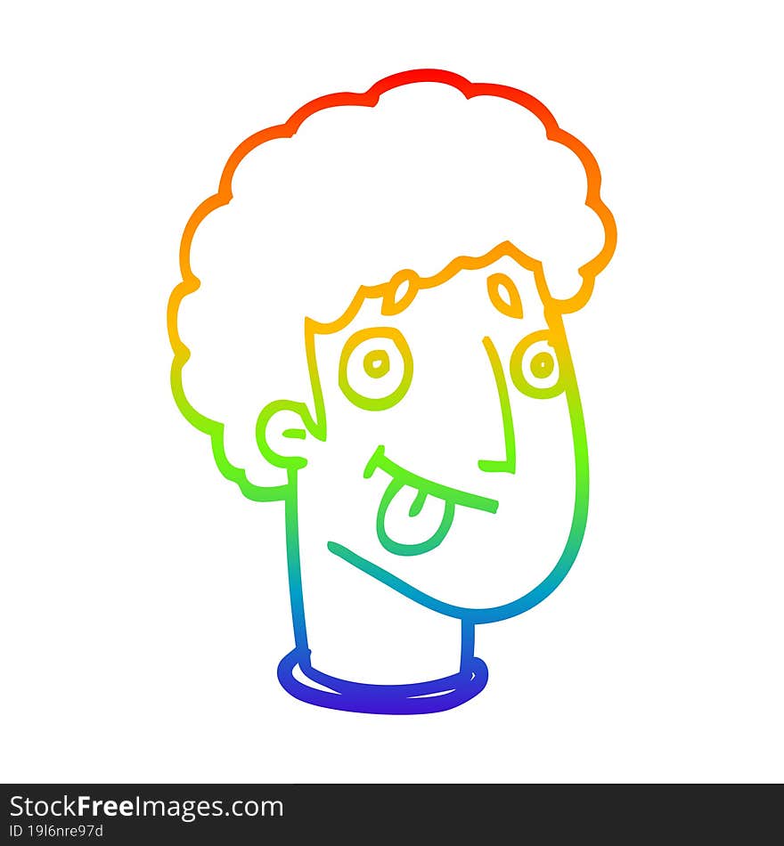 rainbow gradient line drawing cartoon male face