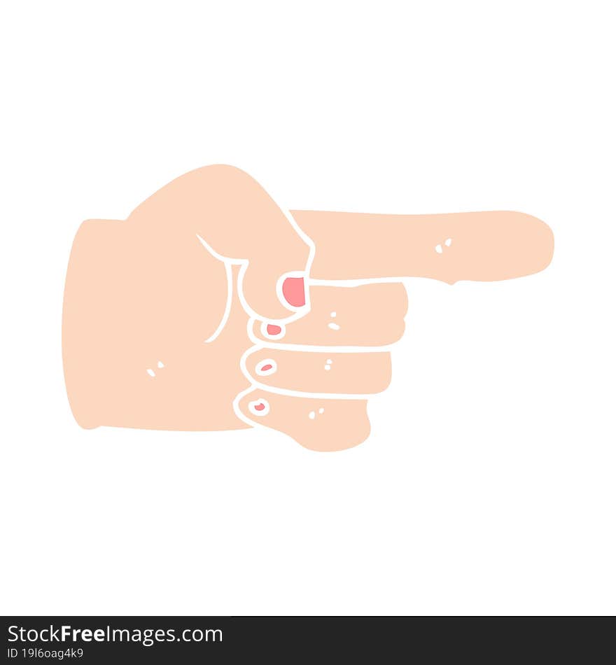 Flat Color Style Cartoon Pointing Hand