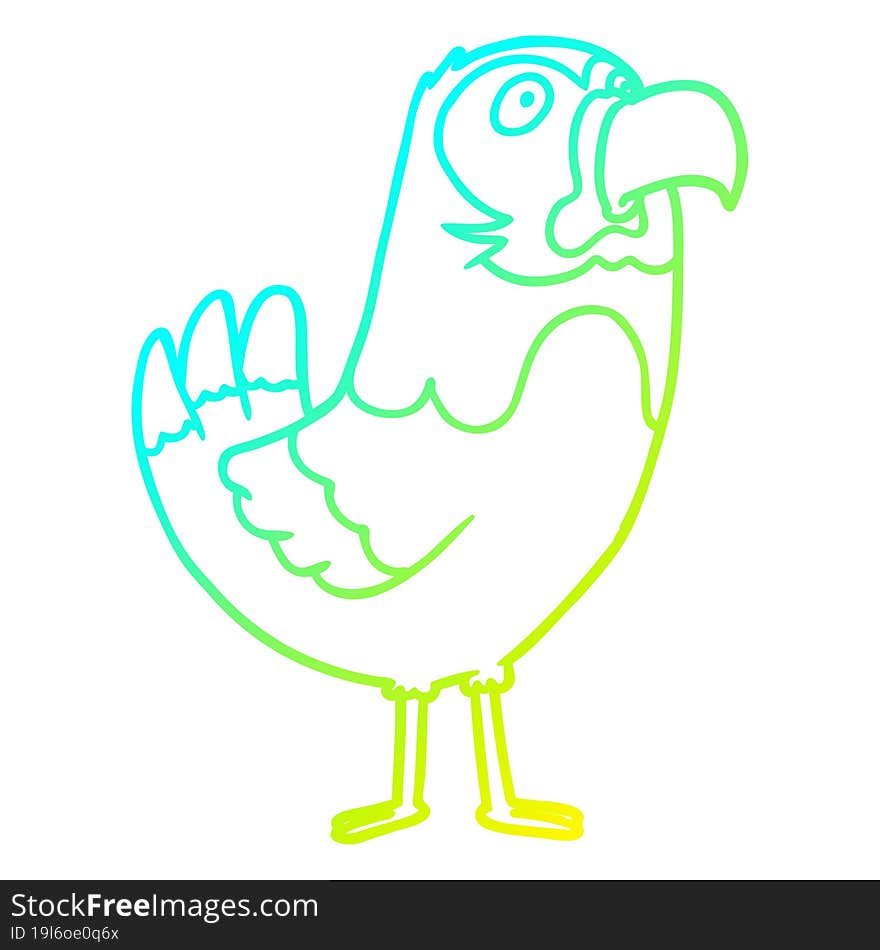 cold gradient line drawing cartoon parrot