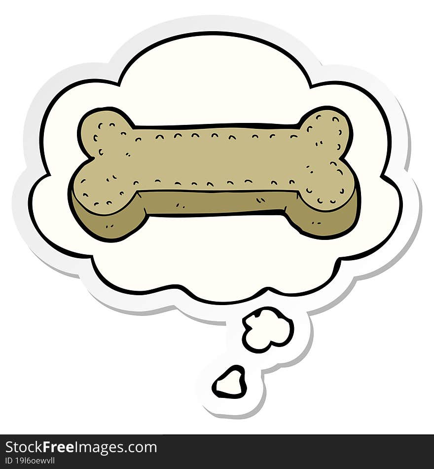 Cartoon Dog Biscuit And Thought Bubble As A Printed Sticker