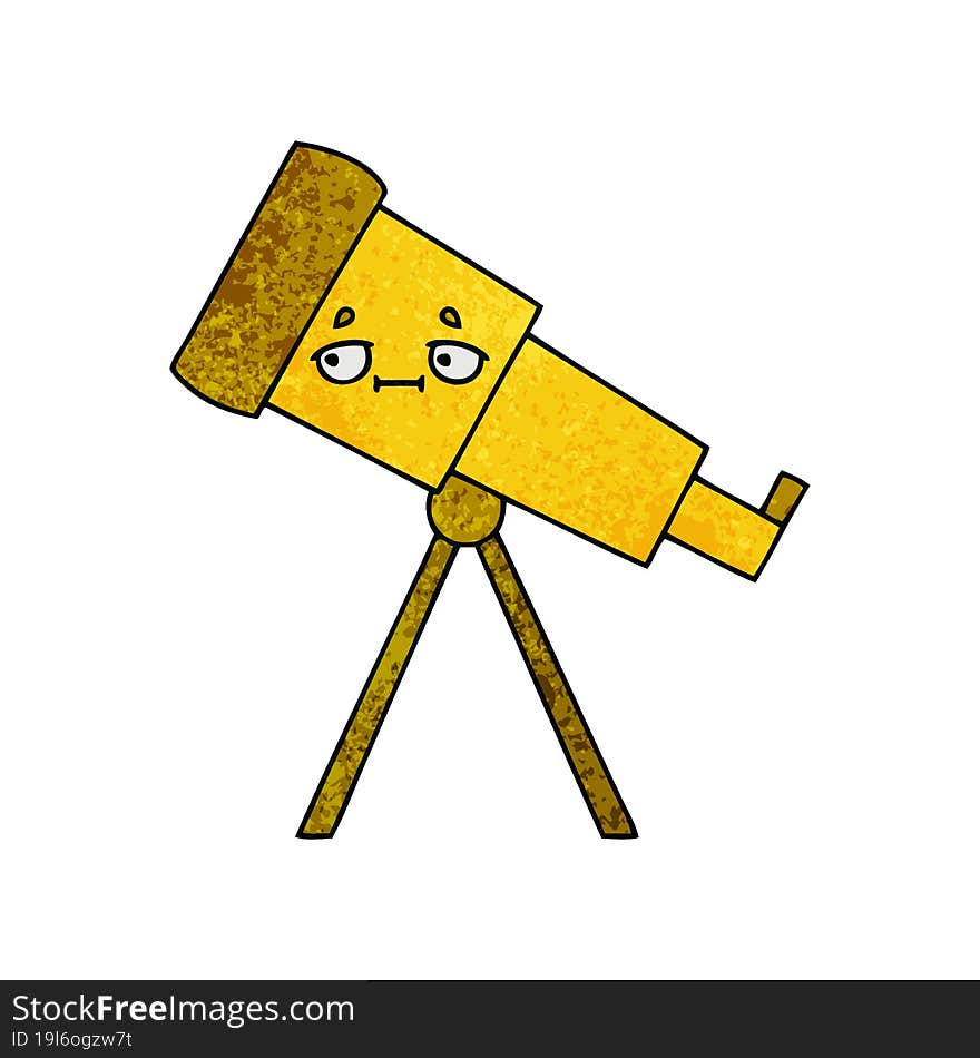 retro grunge texture cartoon telescope