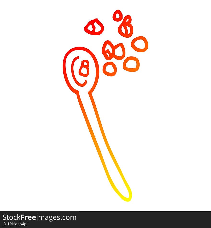 warm gradient line drawing cartoon cereal on a spoon