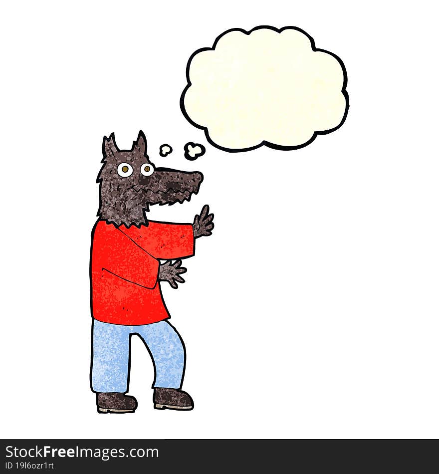 cartoon funny werewolf with thought bubble