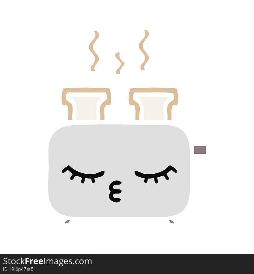 flat color retro cartoon of a toaster