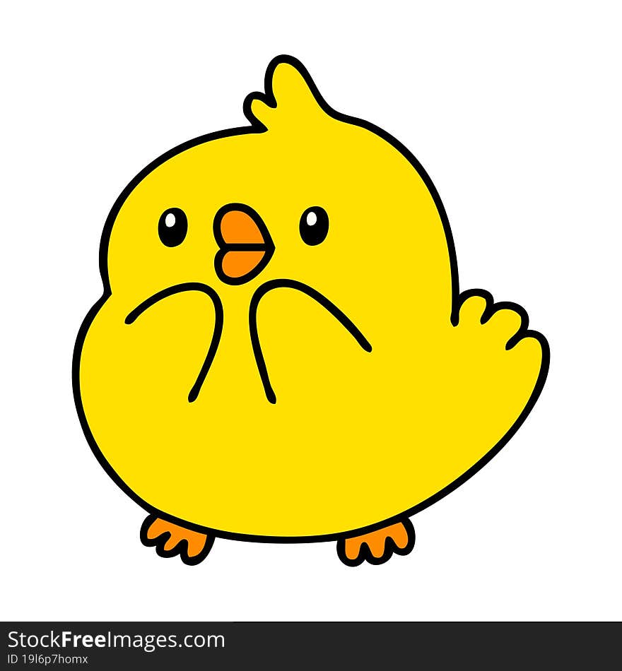 cartoon of a cute baby bird looking surprised. cartoon of a cute baby bird looking surprised